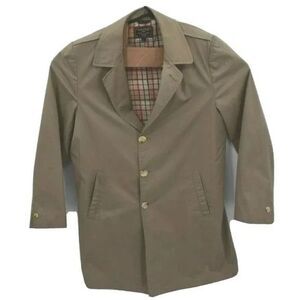 Aviator Men’s 42L Brown Trench Overcoat with Plaid Lining – Made in USA